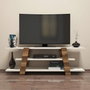 Hanah Home Soporte TV Nogal, Crema, Moderno, Novedoso. Mejora tu espacio vital con este soporte de TV fabricado en tablero de partículas de 18mm de grosor.